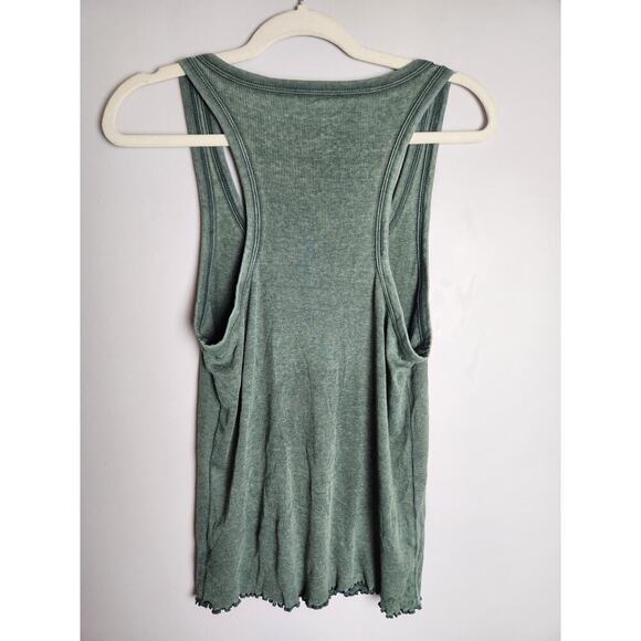 Aerie button front tank sz L lettuce hem Y2K green 90's beachy boho grunge - Picture 3 of 9